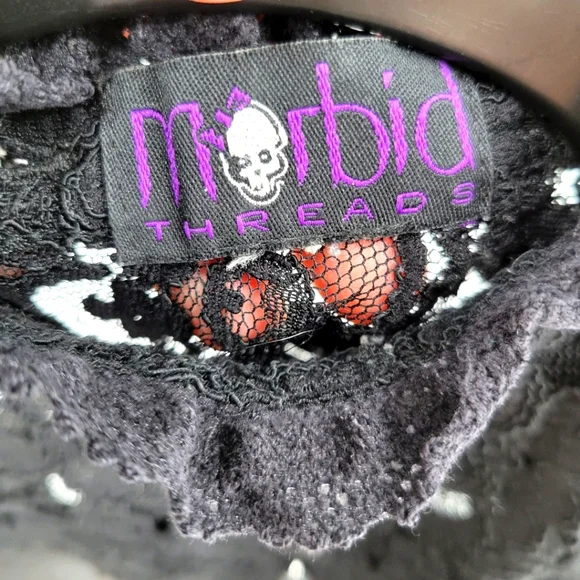 RARE VINTAGE Y2K MORBID Gothic Lace Blouse Black - Picture 12 of 14